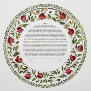 Circular Pomegranate Custom Ketubah - Ketubah Design